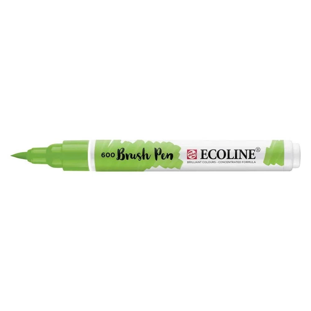Talens Ecoline Brush Pen 600 Green, esnek fırça ucu, parlak boyalar
