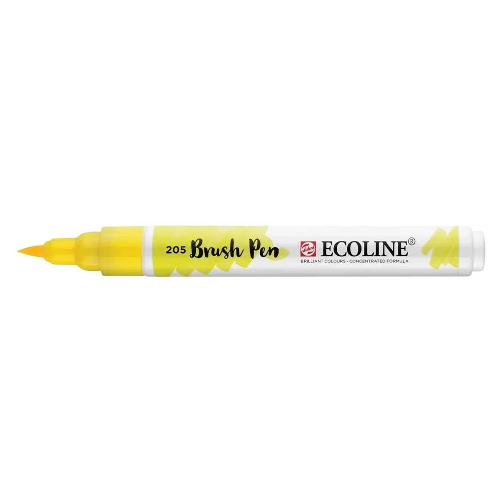 Talens Ecoline Brush Pen 205 Lemon Yellow, sulu boya, esnek fırça ucu