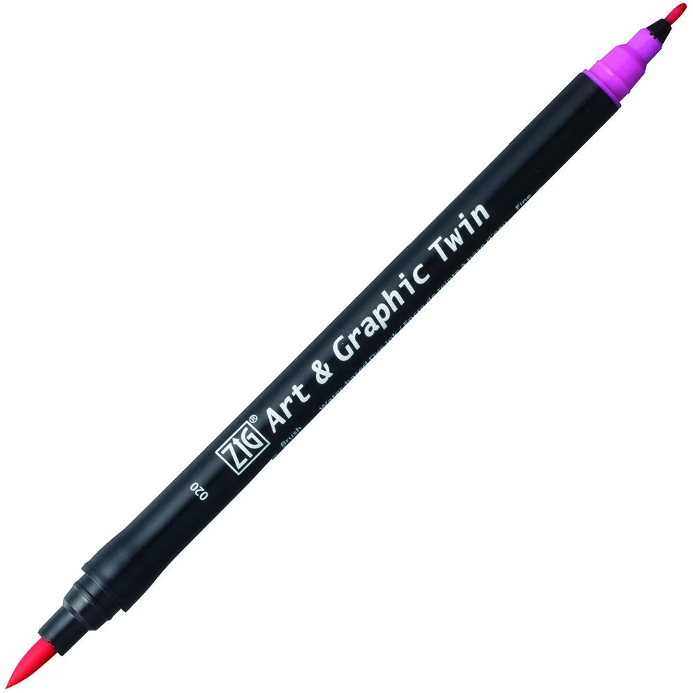 Zig Art & Graphic Twin Marker 20 Magenta, fırça ve yuvarlak uçlu