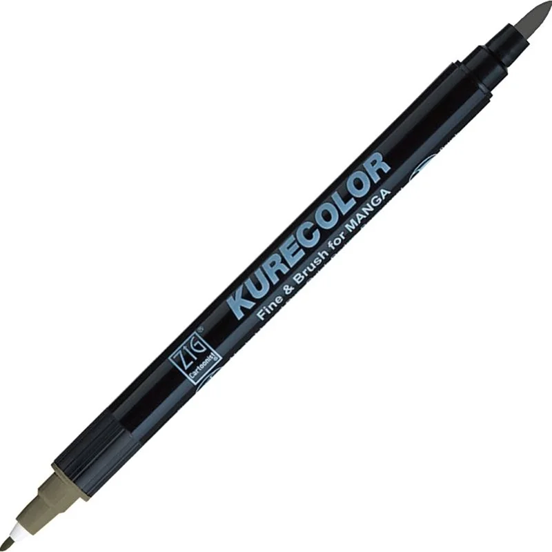 Zig Kurecolor Manga Marker 845 Green Gray, fırça ucu ve 1mm uç