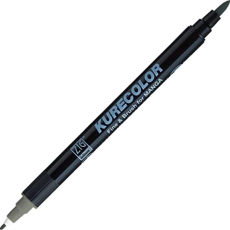 Zig Kurecolor Manga Marker 847 Slate Gray, fırça ucu ve 1mm yuvarlak uç