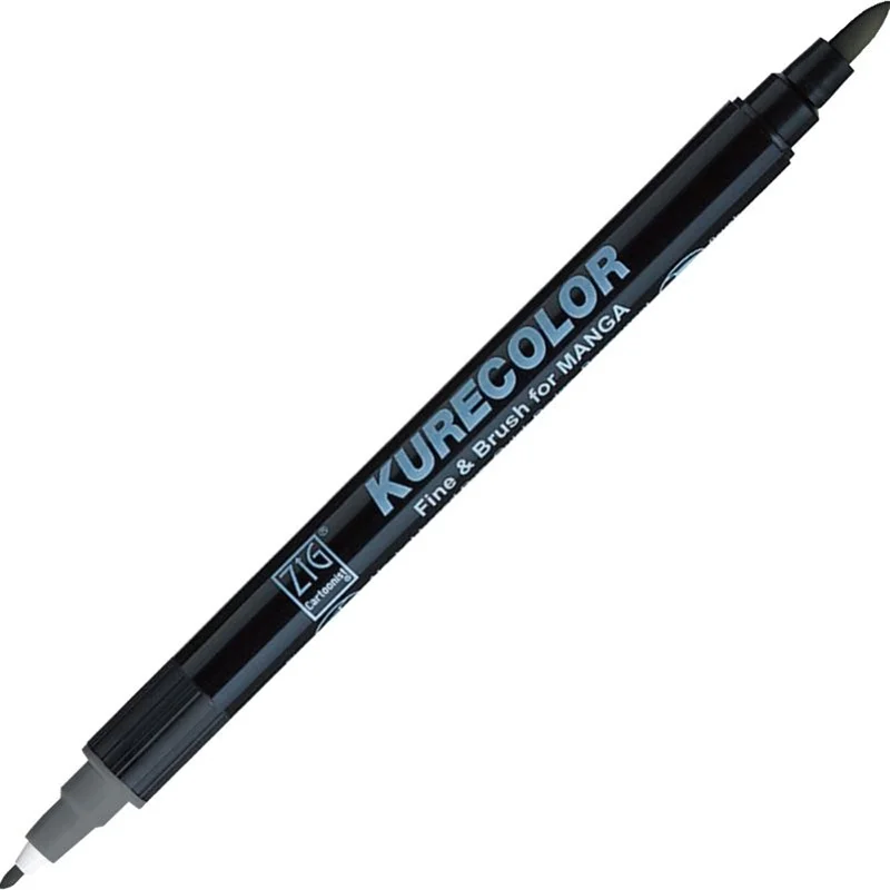 Zig Kurecolor Manga Marker 829 Dark Steel Gray, fırça ucu ve 1mm ucu