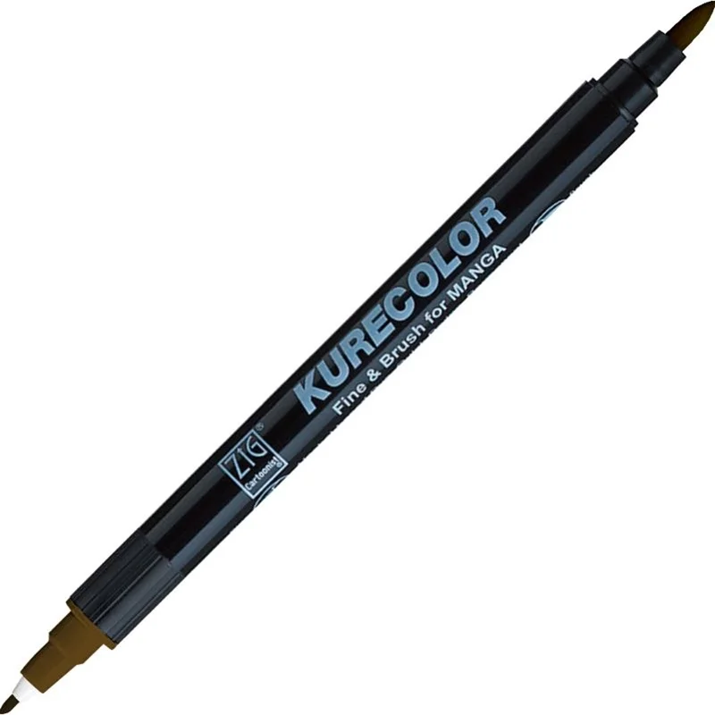 Zig Kurecolor Manga Marker 764 Mid Brown, fırça ucu ve 1mm kalınlık