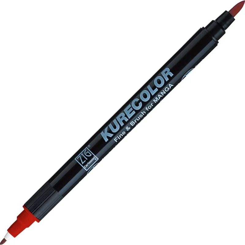 Zig Kurecolor Manga Marker 285 Blood Red, fırça ucu ve 1mm uçlu, alkol mürekkep