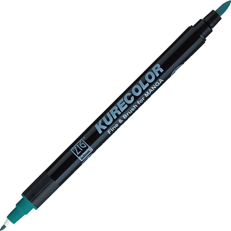 Zig Kurecolor Manga Marker 334 Persian Green, Fine & Brush Ucu