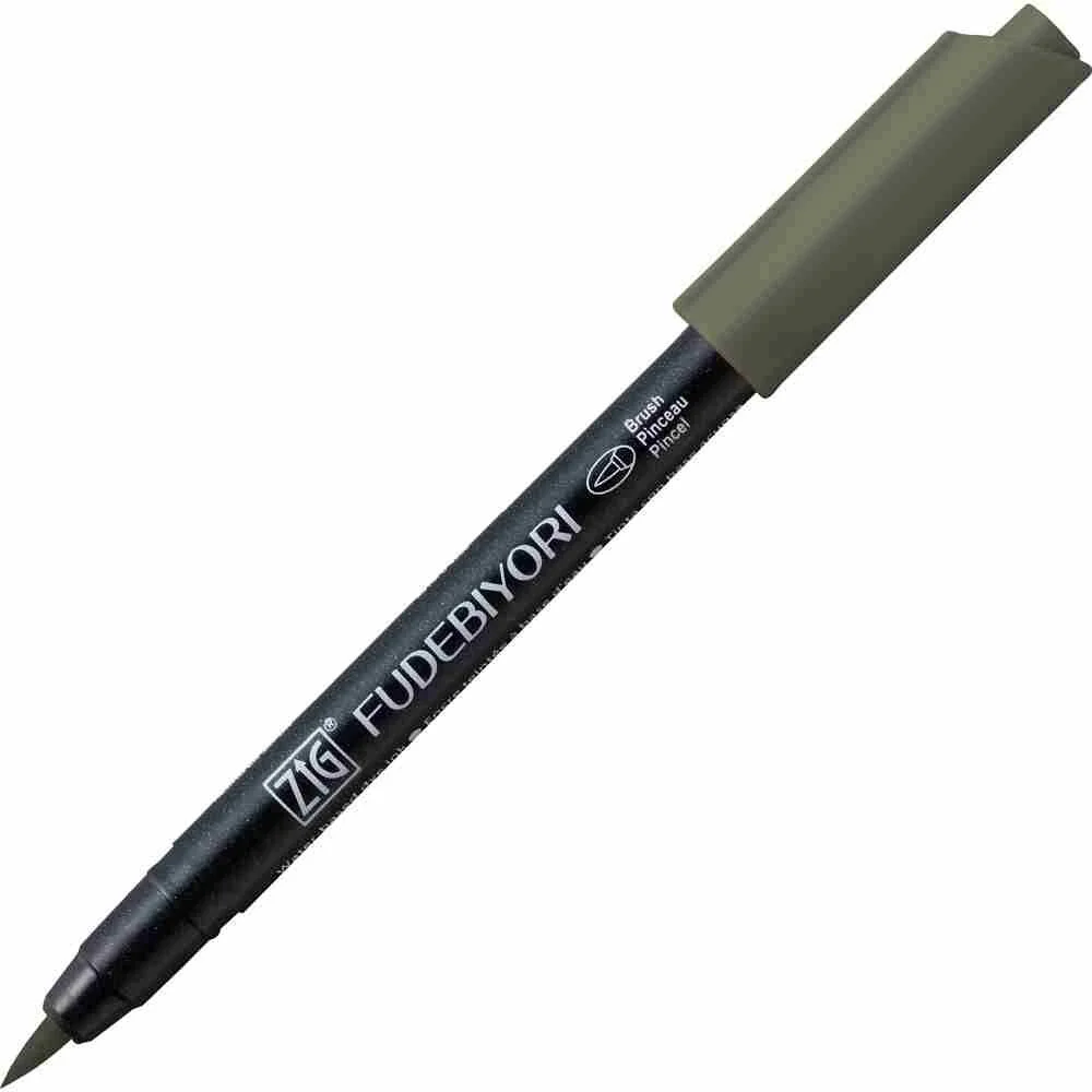 Zig Fudebiyori Brush Pen 94 Gray Brown, su bazlı fırça ucu, kalın hat kalem