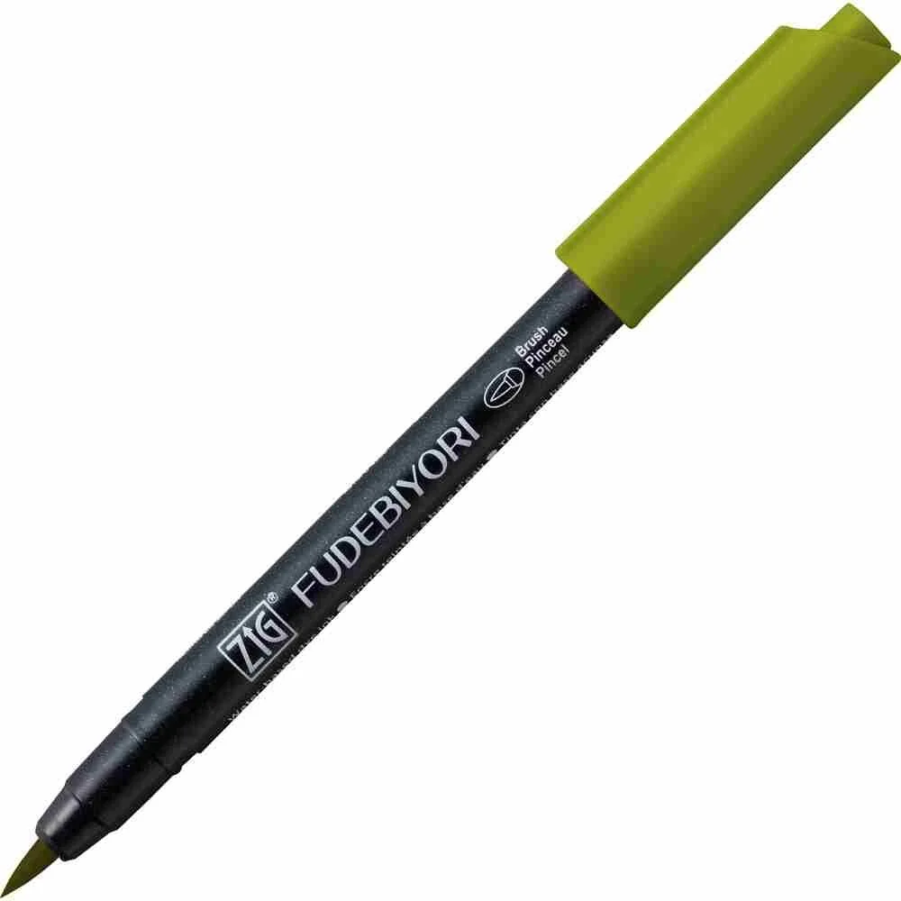 Zig Fudebiyori Brush Pen 43 Olive Green, su bazlı, esnek fırça ucu