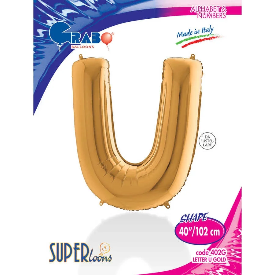 U Harf Grabo Altın Folyo Balon 40"