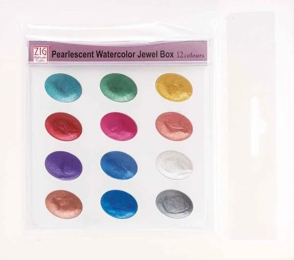 Zig Pearlescent Watercolor Jewel Box Sedefli Tablet Sulu Boya Seti 12 Renk