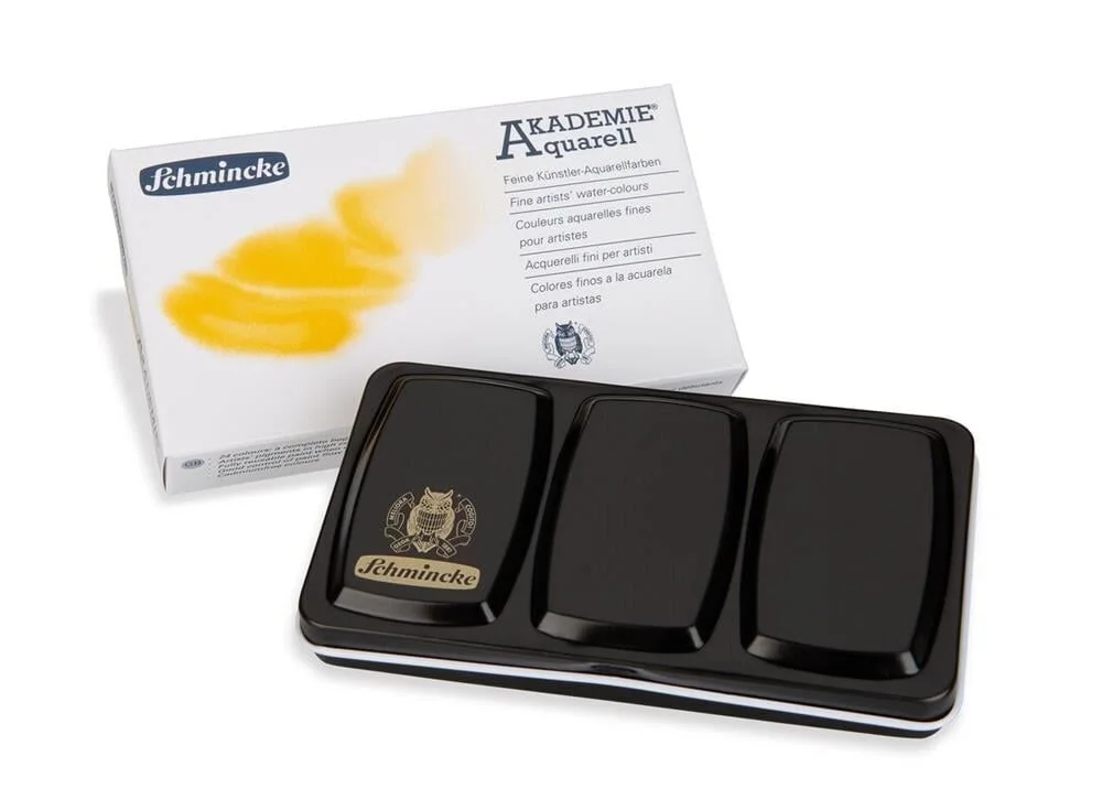 Schmincke Akademie Aquarell Taş Tablet Sulu Boya Seti Yarım Tablet 12 Renk Metal Kutu