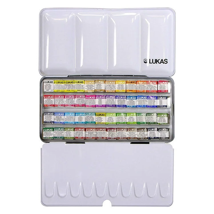 Lukas Aquarell 1862 Profesyonel Tablet Sulu Boya Seti 48 Renk 1/2 Tablet Metal Kutu