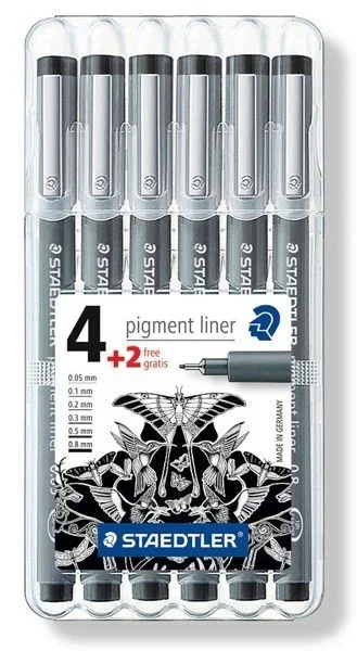 Staedtler Pigment Liner Teknik Çizim Kalemi Seti 6'lı Plastik Kutulu