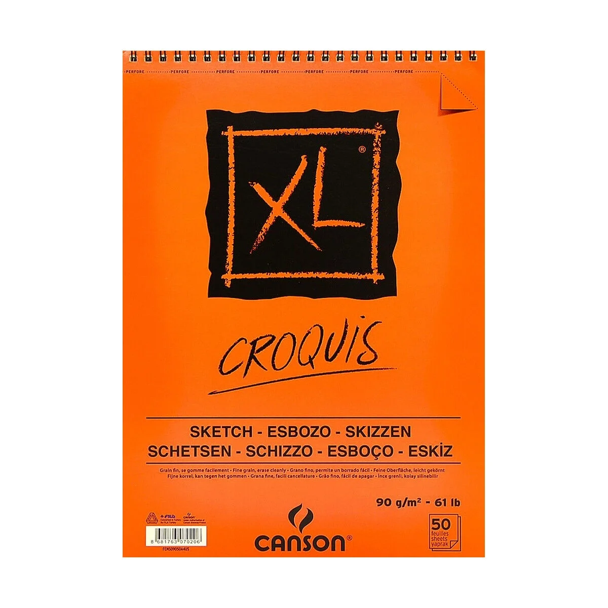 Canson XL Krem Eskiz Çizim Defteri Üstten Spiralli 90 gr. A3 50 Sayfa