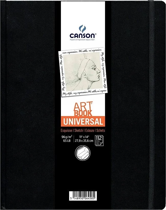 Canson Art Book Universal Sert Kapak Lastikli Eskiz Çizim Defteri 96 gr.  27.9x35.6 cm. 112 Sayfa
