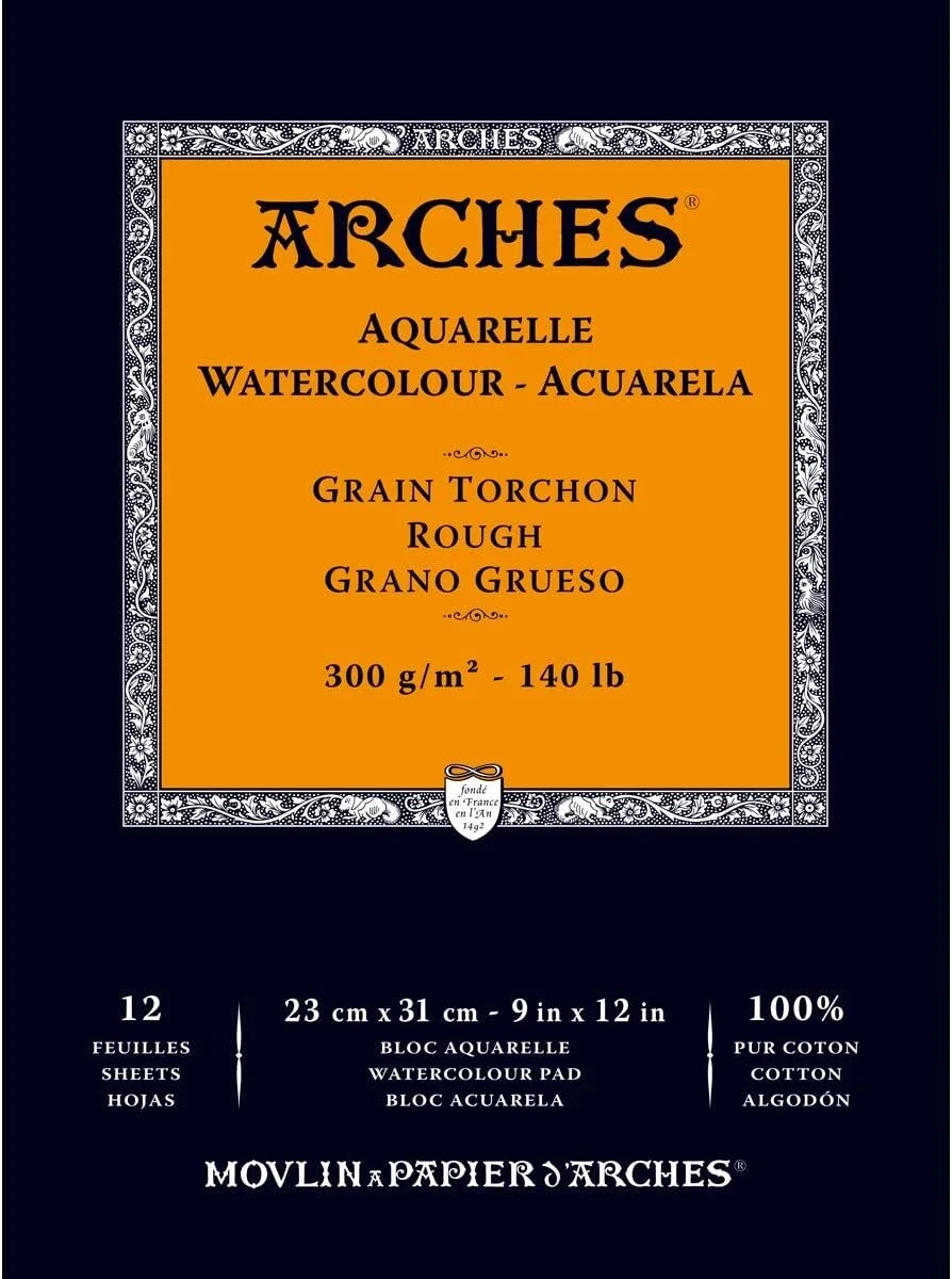 Arches Sulu Boya Defteri Blok Rough - Kalın Doku 300 gr. 23x31 cm. 12 Yaprak