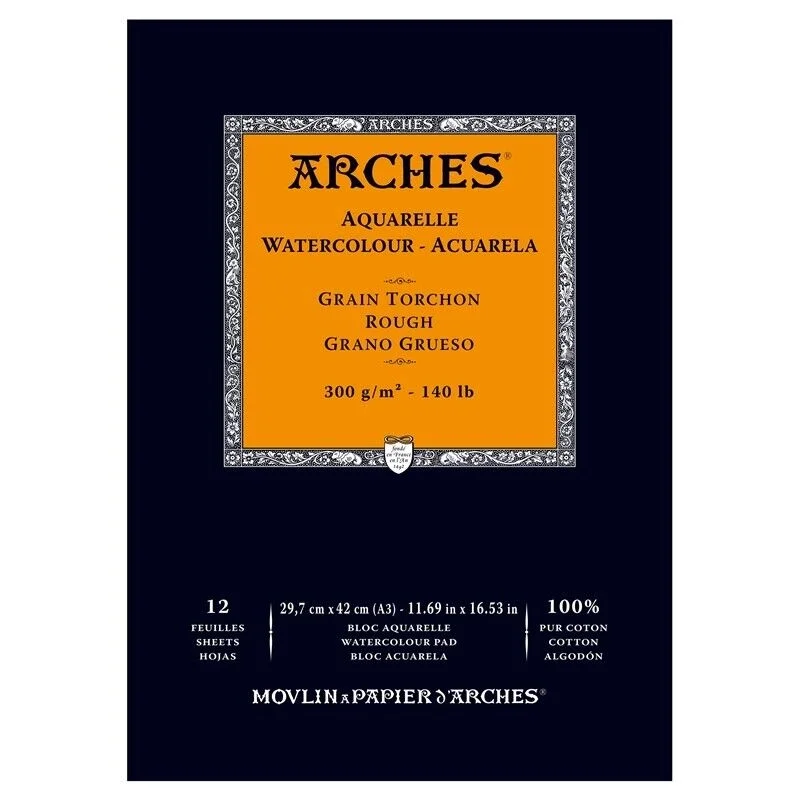 Arches Sulu Boya Defteri Blok Rough - Kalın Doku 300 gr. 29x42 cm. 12 Yaprak