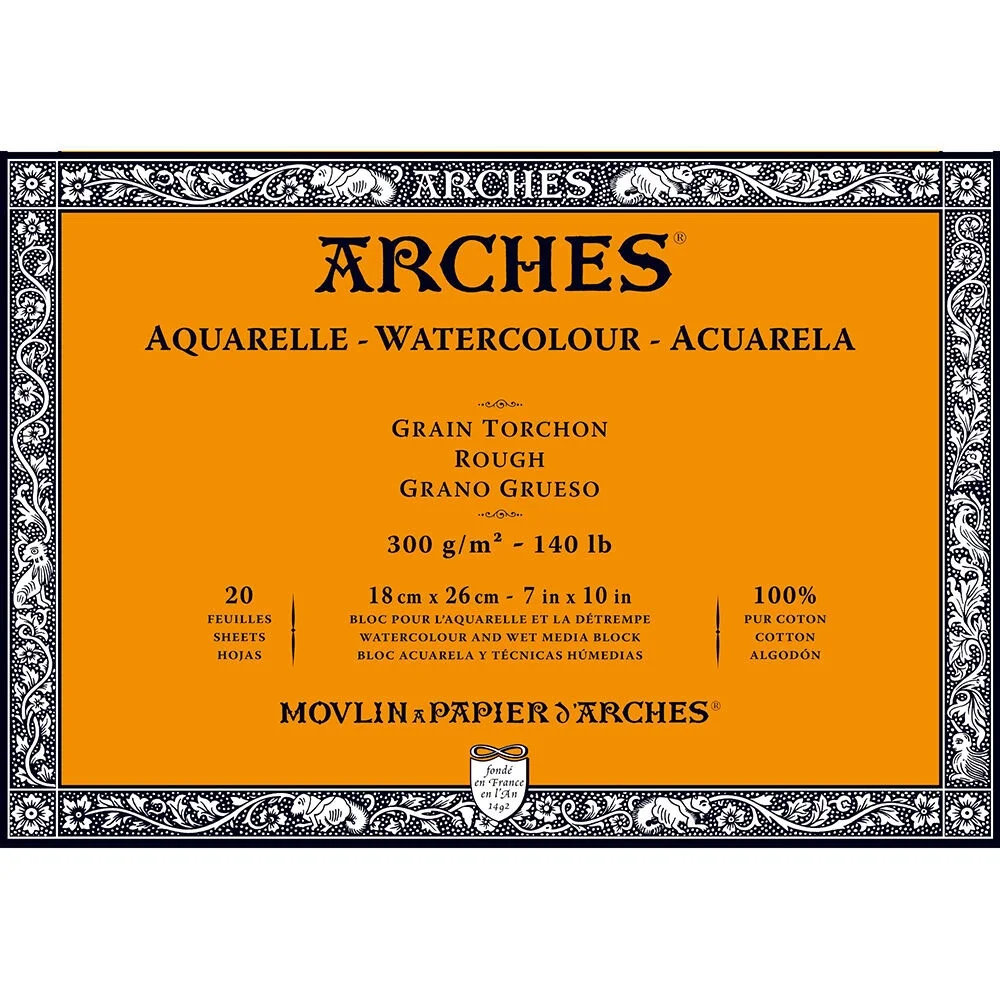Arches Sulu Boya Defteri Blok Rough - Kalın Doku 300 gr. 18x26 cm. 20 Yaprak