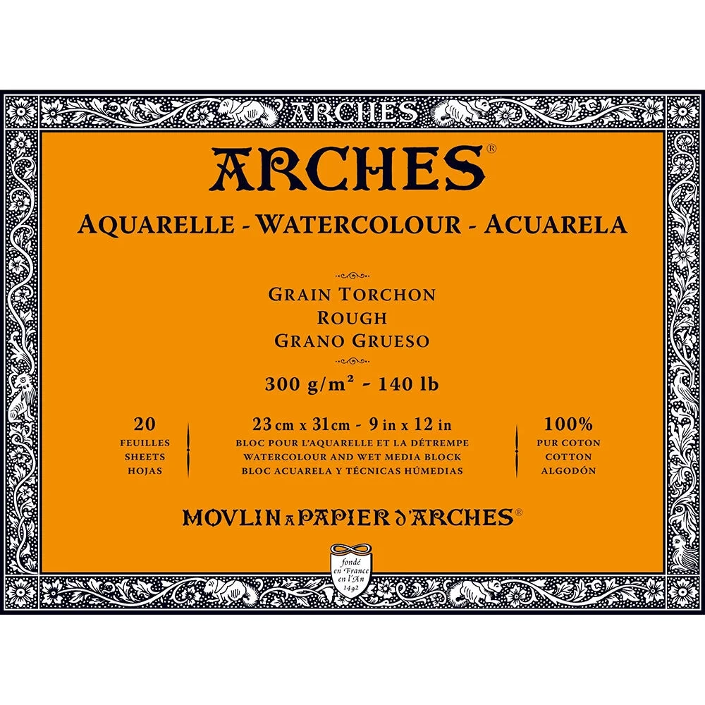 Arches Sulu Boya Defteri Blok Rough - Kalın Doku 300 gr. 23x31 cm. 20 Yaprak