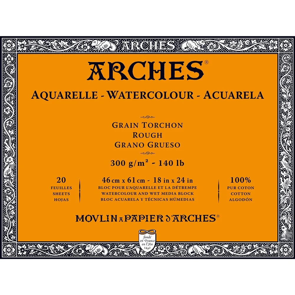 Arches Sulu Boya Defteri Blok Rough - Kalın Doku 300 gr. 46x61 cm. 20 Yaprak