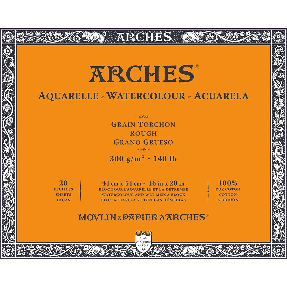 Arches Sulu Boya Defteri Blok Rough - Kalın Doku 300 gr. 41x51 cm. 20 Yaprak