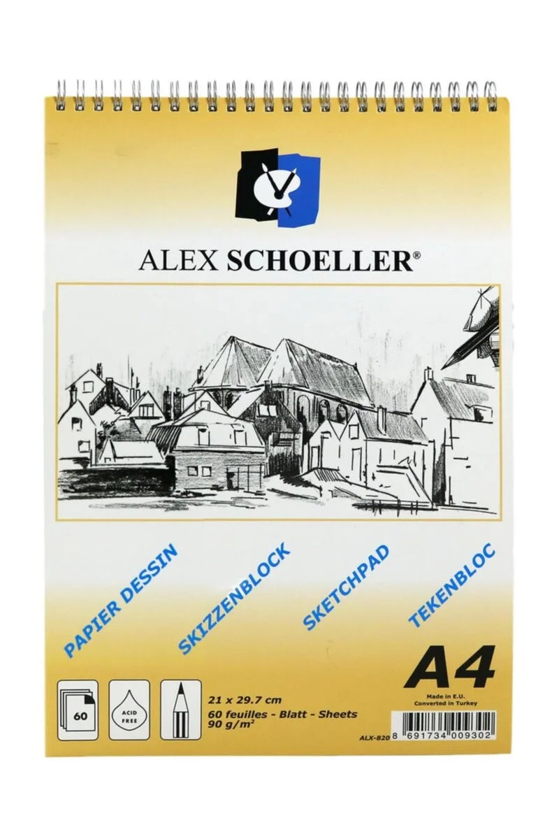 Alex Schoeller Spiralli Eskiz Çizim Defteri 90 gr. A4 60 yp.