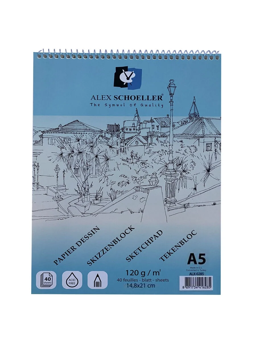 Alex Schoeller Spiralli Eskiz Çizim Defteri 120 gr. A5 40 yp.