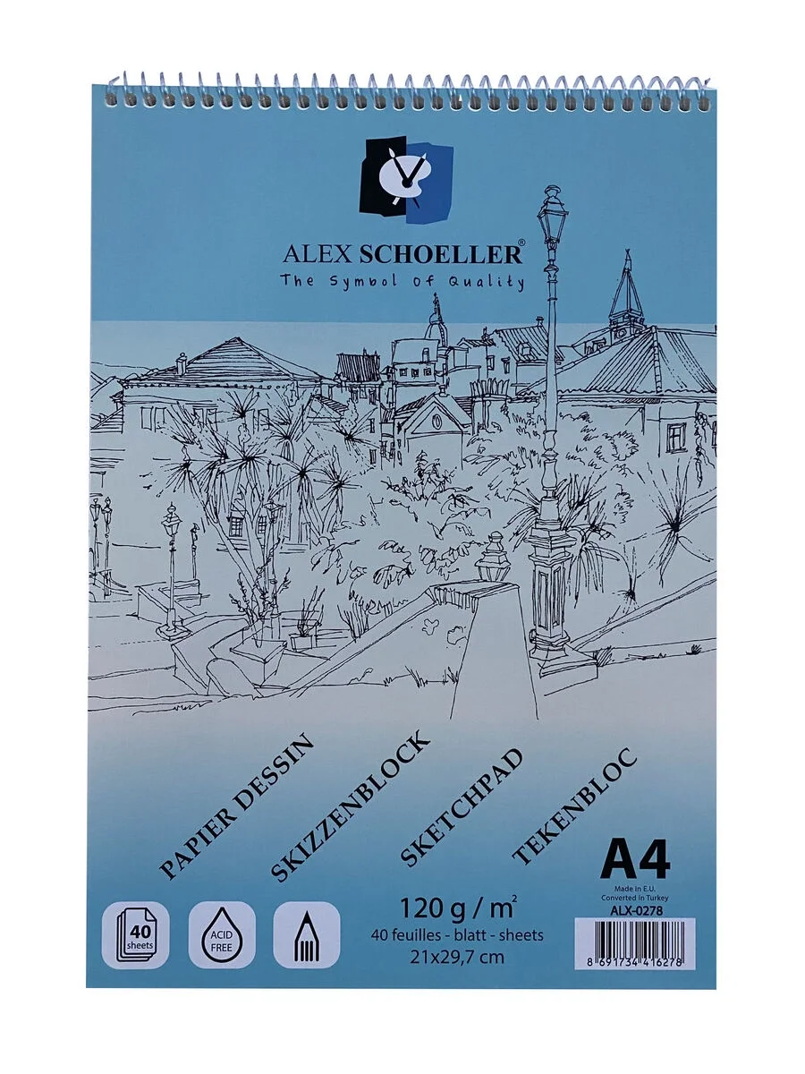 Alex Schoeller Spiralli Eskiz Çizim Defteri 120 gr. A4 40 yp.