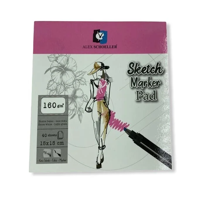 Alex Schoeller Sketch Marker Defteri Pad 160 gr. 15x15 cm. 40 yp.