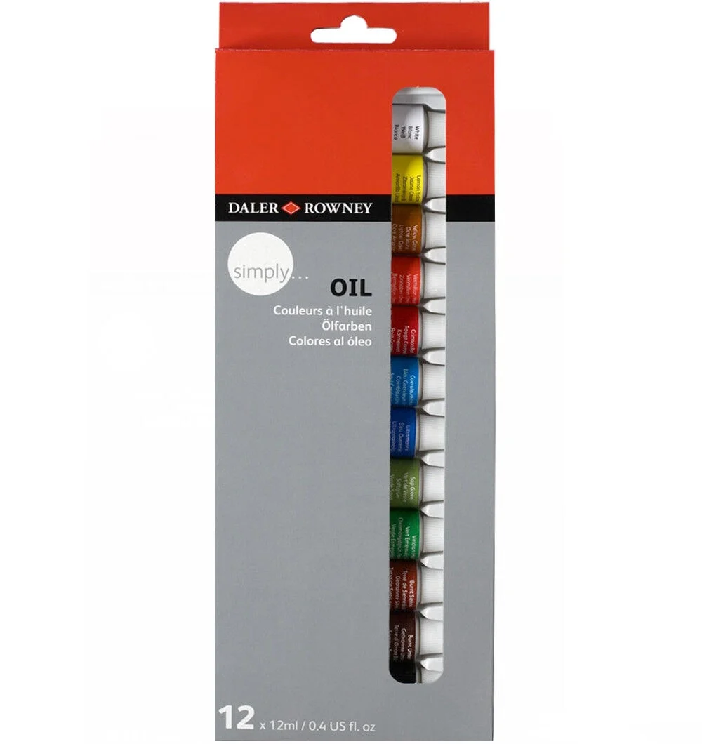 Daler Rowney Simply Oil Set 12 Renk x 12 ml. Yağlı Boya Seti
