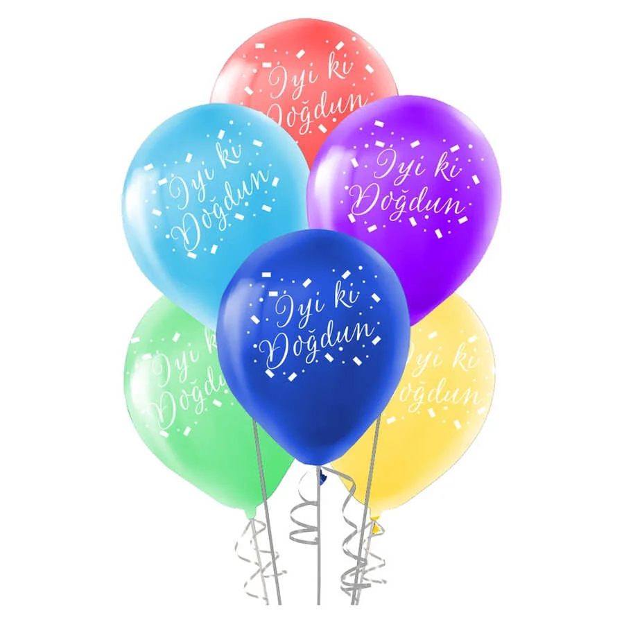 İyi ki Doğdun Baskılı Karışık Renk Balon 12"