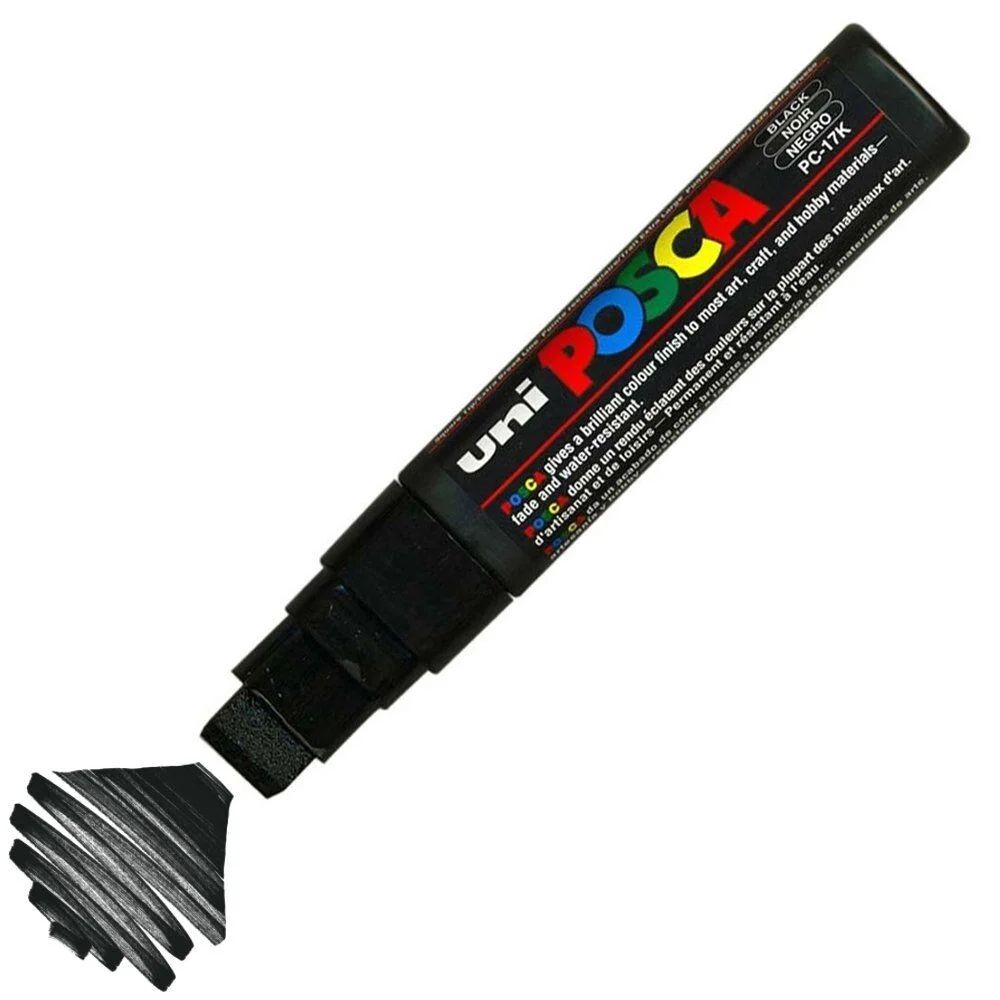 Uni Posca PC-17K Boyama Markörü 15 mm. Kesik Uç SİYAH