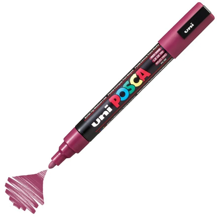 Uni Posca PC-5M Boyama Markörü 1.8-2.5 mm. ŞARAP KIRMIZI