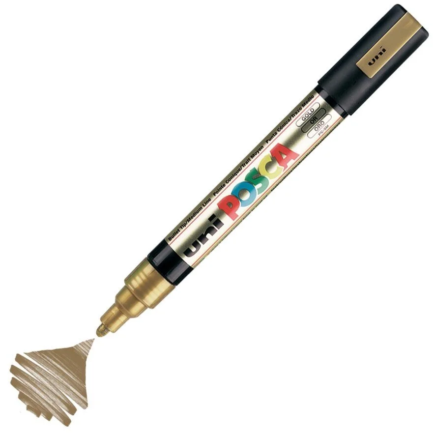 Uni Posca PC-5M Boyama Markörü 1.8-2.5 mm. METALİK ALTIN