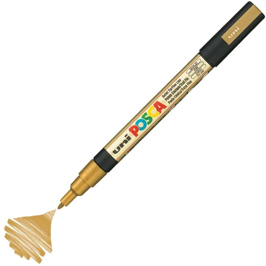 Uni Posca PC-3M Boyama Markörü 0.9-1.3 mm. METALİK ALTIN