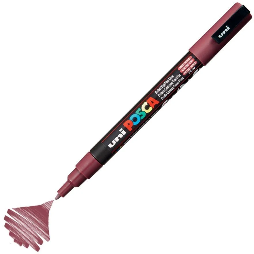 Uni Posca PC-3M Boyama Markörü 0.9-1.3 mm. ŞARAP KIRMIZI