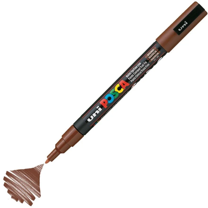 Uni Posca PC-3M Boyama Markörü 0.9-1.3 mm. KAHVERENGİ