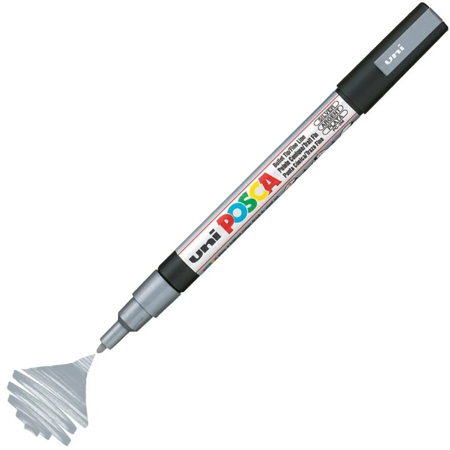 Uni Posca PC-3M Boyama Markörü 0.9-1.3 mm. METALİK GÜMÜŞ