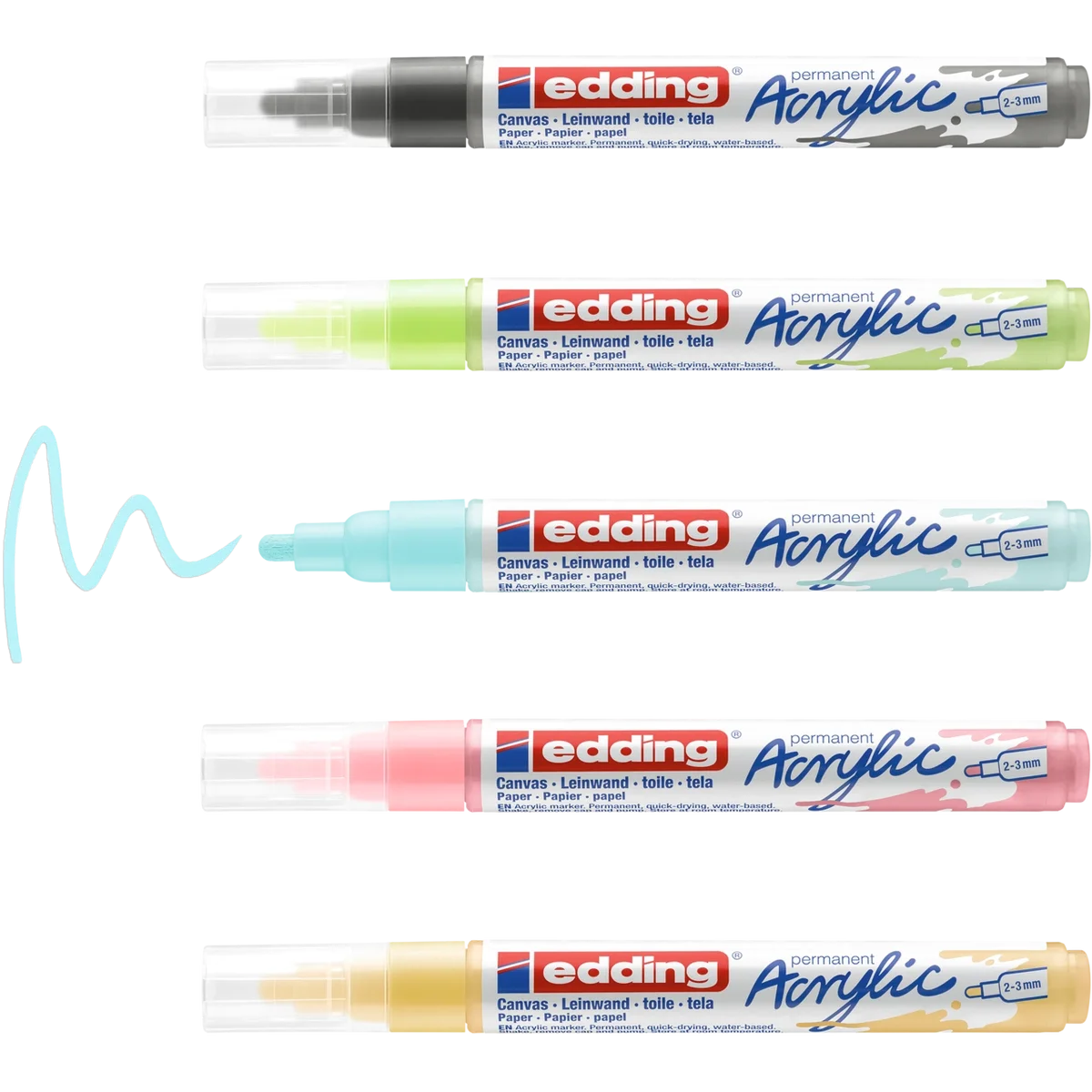Edding 5100 Akrilik Boyama Markörü Seti 2-3 mm 5 RENK SET PASTEL