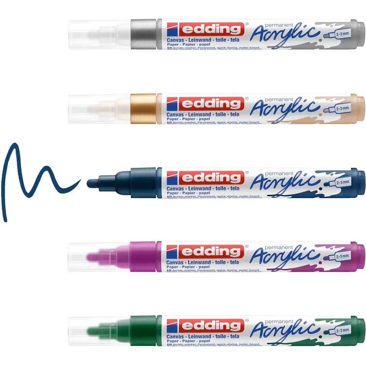 Edding 5100 Akrilik Boyama Markörü Seti 2-3 mm 5 RENK SET FESTIVE