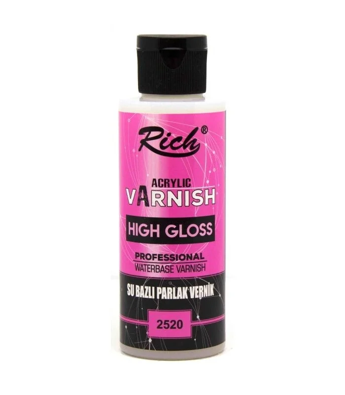 Rich Su Bazlı Vernik PARLAK (High Gloss Acrylic Varnish) 120 cc.