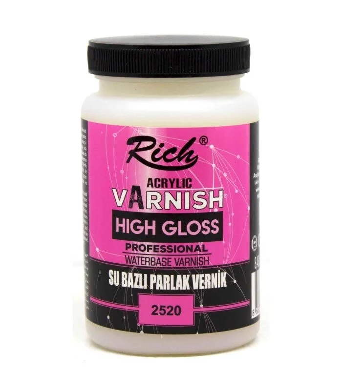 Rich Su Bazlı Vernik PARLAK (High Gloss Acrylic Varnish) 250 cc.