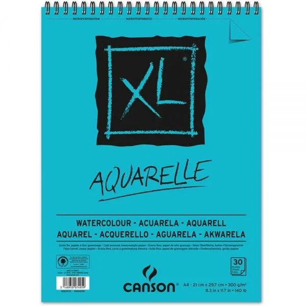 Canson XL Aquarelle Spiralli Sulu Boya Defteri Blok 300 gr. A4 30 Sayfa