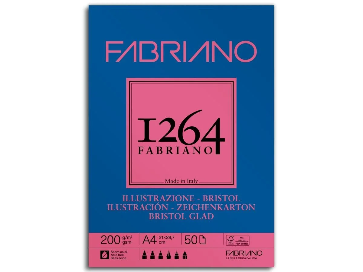 Fabriano 1264 Bristol Çok Amaçlı Bristol Marker Çizim Defteri Blok 200 gr. A4 50 yaprak