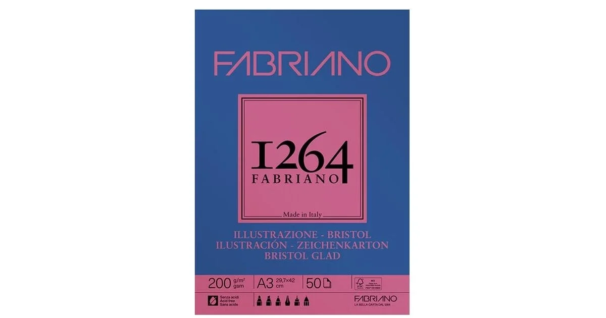 Fabriano 1264 Bristol Çok Amaçlı Bristol Marker Çizim Defteri Blok 200 gr. A3 50 yaprak