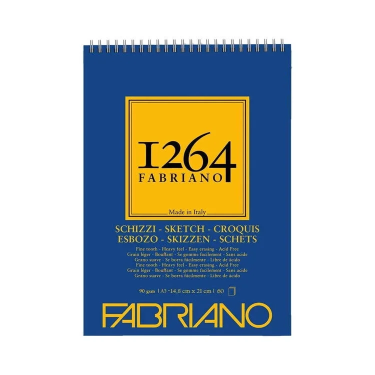 Fabriano 1264 Sketch Paper Üstten Spiralli Eskiz Çizim Defteri 90 gr. A5 60 yaprak