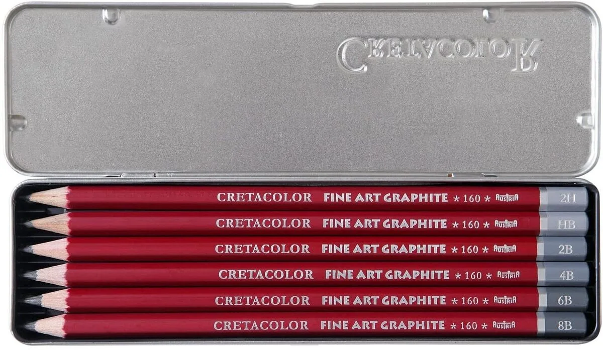 Cretacolor Fine Art Graphite Dereceli Kalem Karakalem Eskiz Çizim Seti Metal Kutu 6'lı