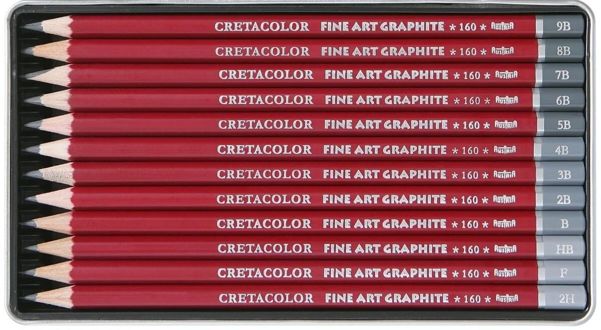Cretacolor Fine Art Graphite Dereceli Kalem Karakalem Eskiz Çizim Seti Metal Kutu 12'li