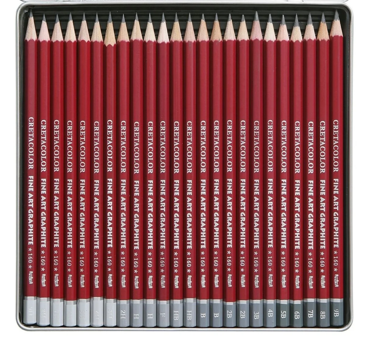 Cretacolor Fine Art Graphite Dereceli Kalem Karakalem Eskiz Çizim Seti Metal Kutu 24'lü