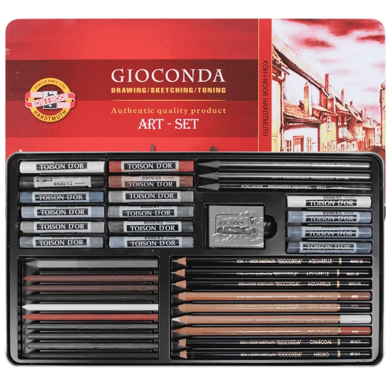 Koh-i Noor Gioconda Art Set Büyük Karakalem Eskiz Çizim Seti Metal Kutu