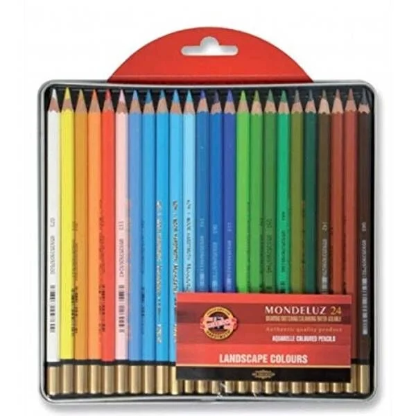 Koh-i Noor Mondeluz Aquarell Boya Kalemi Seti 24 Renk Metal Kutu MANZARA TONLARI